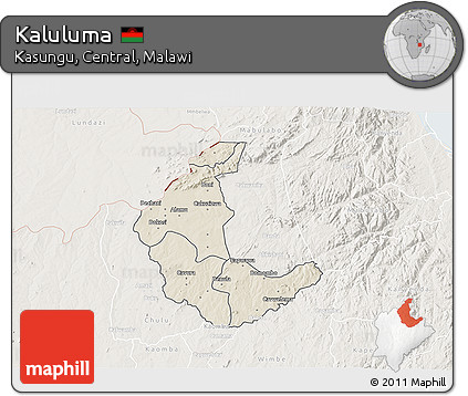 Shaded Relief 3D Map of Kaluluma, lighten