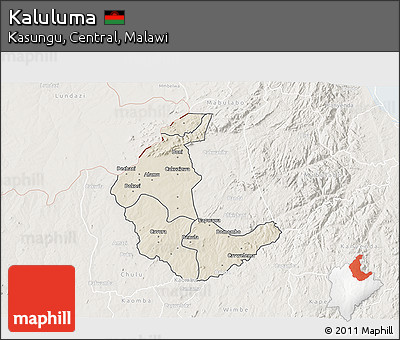 Shaded Relief 3D Map of Kaluluma, lighten
