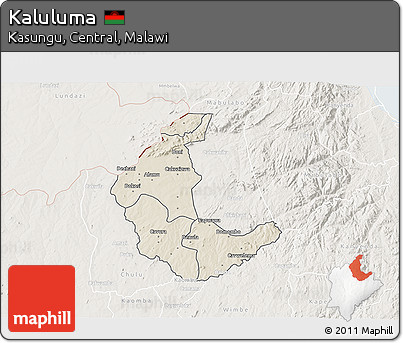 Shaded Relief 3D Map of Kaluluma, lighten
