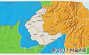 Shaded Relief 3D Map of Kaluluma, political outside