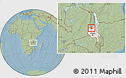 Savanna Style Location Map of Kaluluma, highlighted grandparent region, hill shading