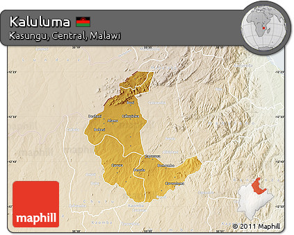 Physical Map of Kaluluma, lighten