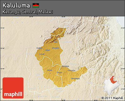 Physical Map of Kaluluma, lighten