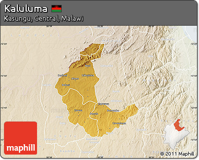Physical Map of Kaluluma, lighten