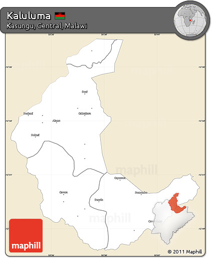 Classic Style Simple Map of Kaluluma, single color outside