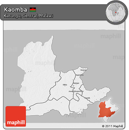 Gray 3D Map of Kaomba, single color outside