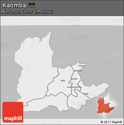 Gray 3D Map of Kaomba, single color outside
