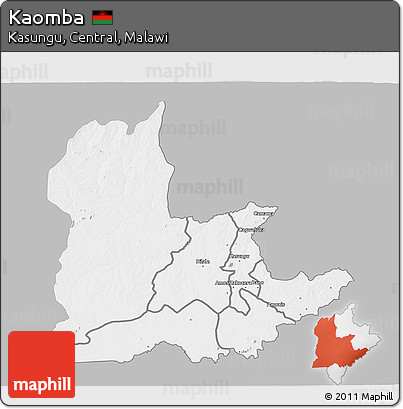 Gray 3D Map of Kaomba, single color outside