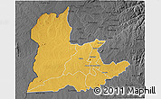 Physical 3D Map of Kaomba, darken, desaturated