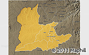Physical 3D Map of Kaomba, darken, semi-desaturated