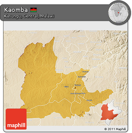 Physical 3D Map of Kaomba, lighten