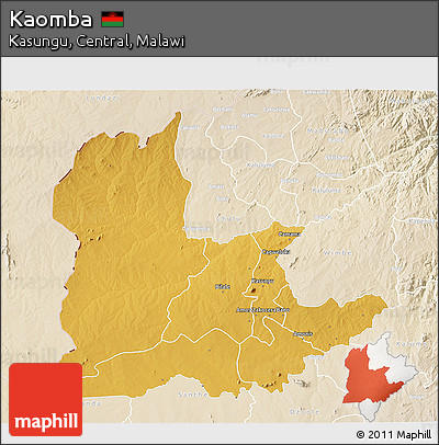 Physical 3D Map of Kaomba, lighten