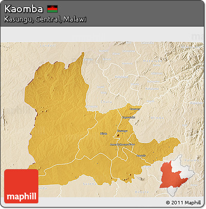 Physical 3D Map of Kaomba, lighten