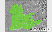 Political 3D Map of Kaomba, desaturated