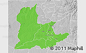 Political 3D Map of Kaomba, lighten, desaturated