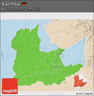 Political 3D Map of Kaomba, lighten