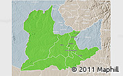 Political 3D Map of Kaomba, lighten, semi-desaturated