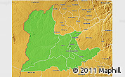 Political 3D Map of Kaomba, physical outside