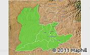 Political 3D Map of Kaomba, satellite outside