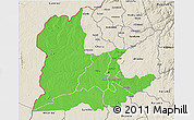 Political 3D Map of Kaomba, shaded relief outside