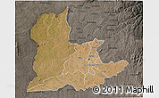 Satellite 3D Map of Kaomba, darken, semi-desaturated