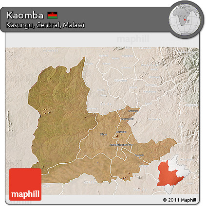 Satellite 3D Map of Kaomba, lighten