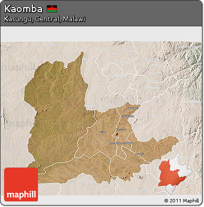 Satellite 3D Map of Kaomba, lighten