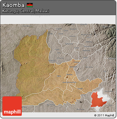 Satellite 3D Map of Kaomba, semi-desaturated