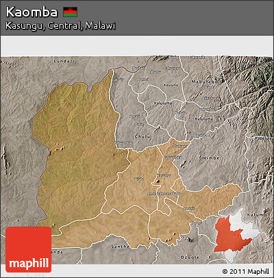 Satellite 3D Map of Kaomba, semi-desaturated