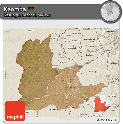 Satellite 3D Map of Kaomba, shaded relief outside