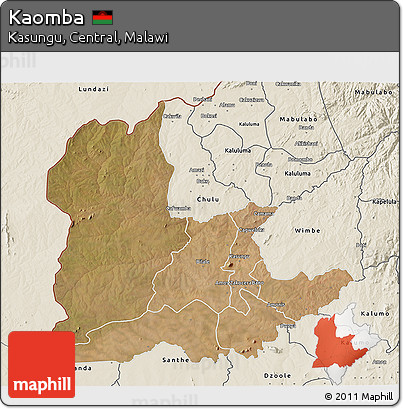 Satellite 3D Map of Kaomba, shaded relief outside