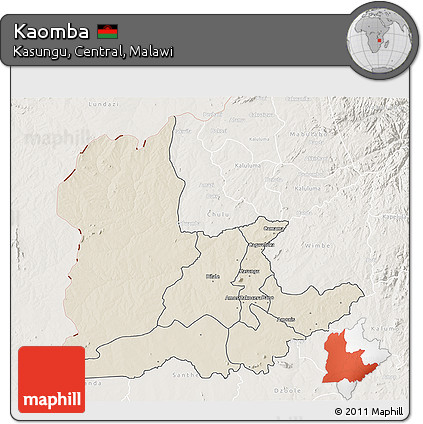 Shaded Relief 3D Map of Kaomba, lighten
