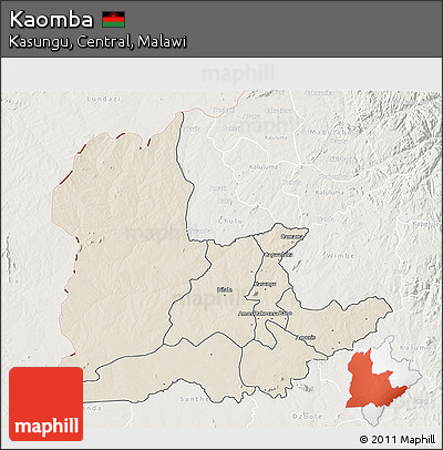 Shaded Relief 3D Map of Kaomba, lighten
