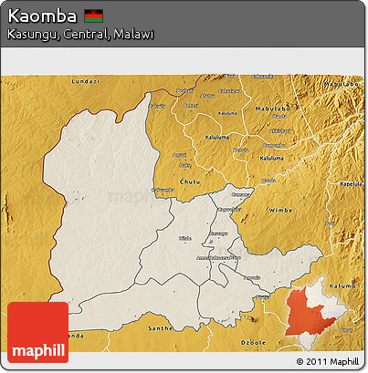 Shaded Relief 3D Map of Kaomba, physical outside