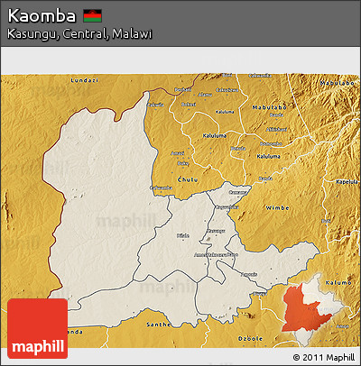 Shaded Relief 3D Map of Kaomba, physical outside