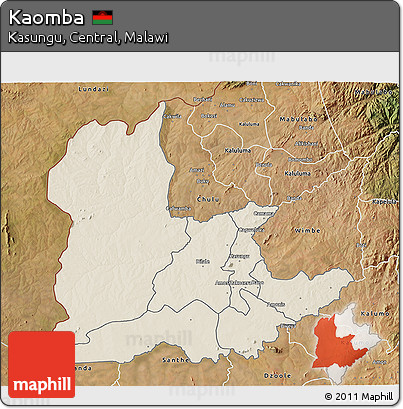 Shaded Relief 3D Map of Kaomba, satellite outside