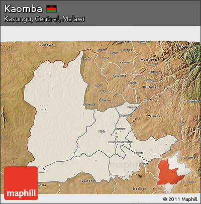 Shaded Relief 3D Map of Kaomba, satellite outside