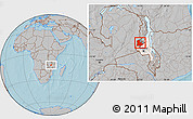 Gray Location Map of Kaomba, highlighted parent region, highlighted grandparent region, hill shading