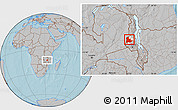 Gray Location Map of Kaomba, highlighted parent region, hill shading