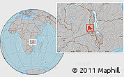 Gray Location Map of Kaomba, hill shading