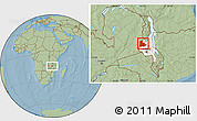 Savanna Style Location Map of Kaomba, highlighted grandparent region, hill shading