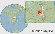 Savanna Style Location Map of Kaomba, highlighted parent region, highlighted grandparent region, hill shading