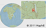 Savanna Style Location Map of Kaomba, highlighted parent region, hill shading