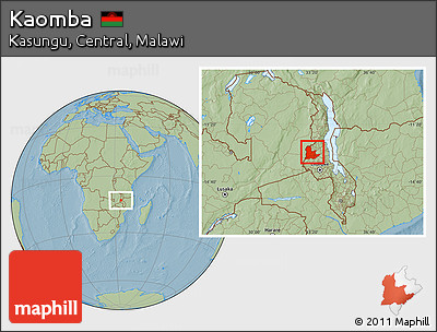 Savanna Style Location Map of Kaomba, hill shading