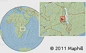 Savanna Style Location Map of Kaomba, hill shading