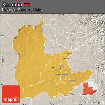 Physical Map of Kaomba, lighten, semi-desaturated
