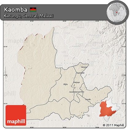 Shaded Relief Map of Kaomba, lighten