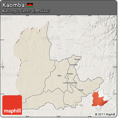 Shaded Relief Map of Kaomba, lighten