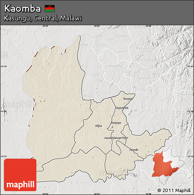 Shaded Relief Map of Kaomba, lighten, semi-desaturated