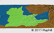 Political Panoramic Map of Kaomba, darken